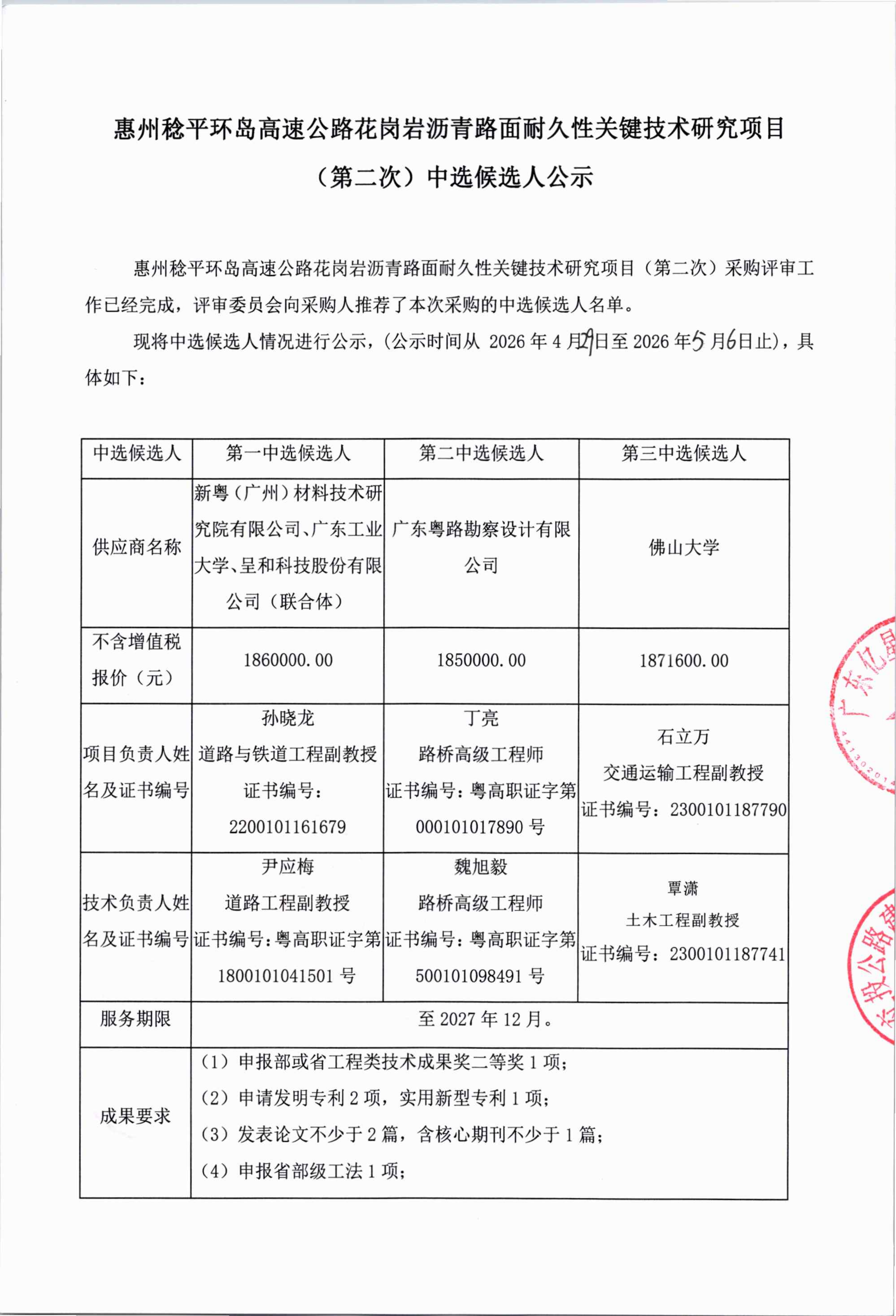 惠州稔平环岛高速公路花岗岩沥青路面耐久性关键技术研究项目（第二次）中选人公示(1)_01.png
